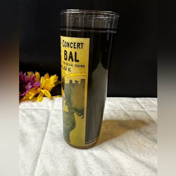 Vintage Toulouse-Lautrec “Moulin Rouge”La Goulue Rubber Coated Highball Glass - Picture 2 of 12